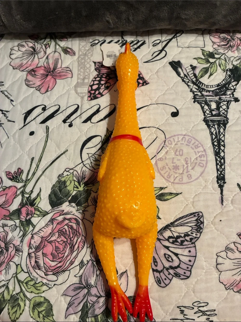 Squeaky Yellow Chicken Party Favor Toy with Red Accents
